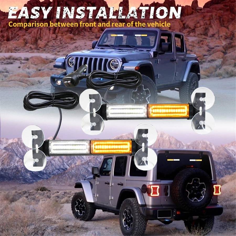 Emergency Strobe Traffic Advisory Light Bar, Dashboard Warning Flasher, Construction Vehicle Windshi