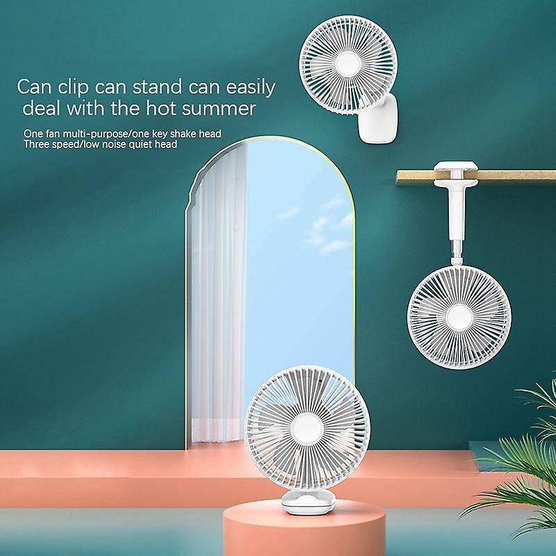 F8 Multi-Function Clip Fan Portable Retractable Mini Electric Fan Desktop Office USB Fan Can Shake H