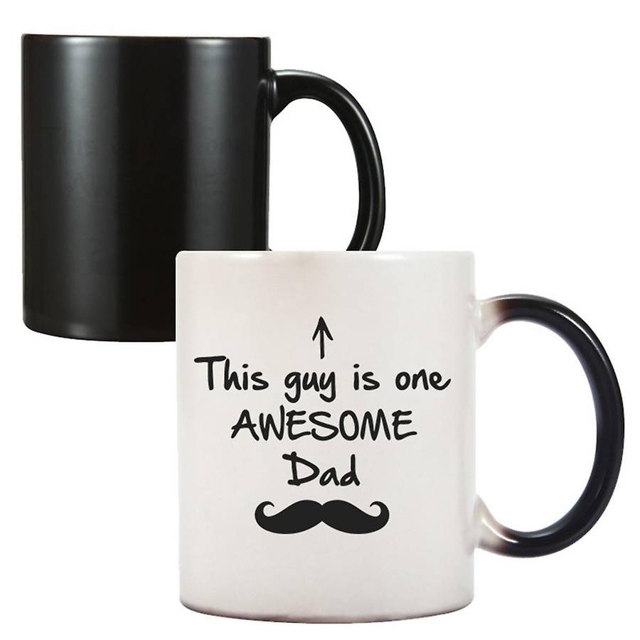 Father'S Day Gift Temperature-Sensitive Color-Changing Mug Ceramic Coffee Mug Dad Beard Water Mug