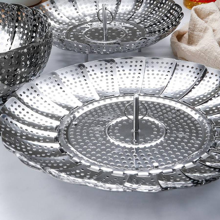 Folding Dish Steam Stainless Steel Food Basket Mesh Vegetable Vapor Cooker Steamer Expandable Kitche
