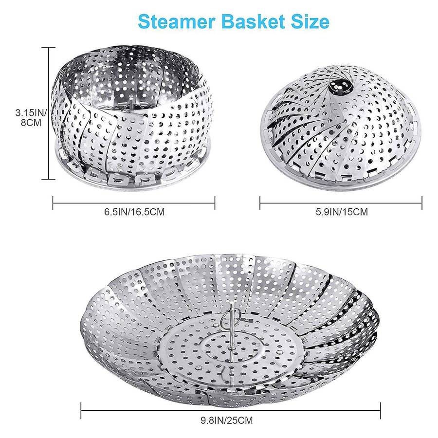 Folding Vegetable Steamer Basket,Stainless Steel Steamer Basket for Cooking Food,Fit Size Pot 5.9inc