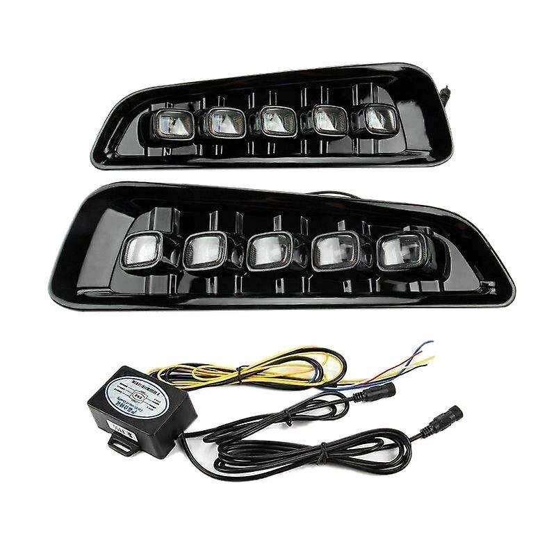 for / 2017-2019 Front Bumper Bezels L+R LED DRL with Turn Signal Fog Light Lamp