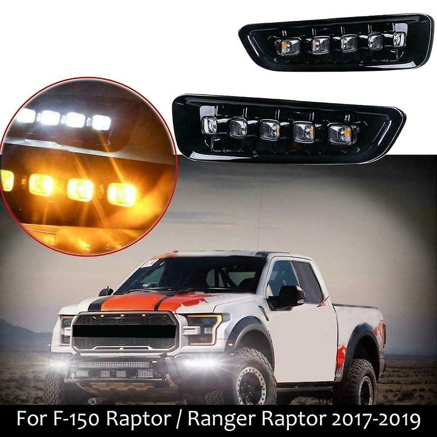 for / 2017-2019 Front Bumper Bezels L+R LED DRL with Turn Signal Fog Light Lamp