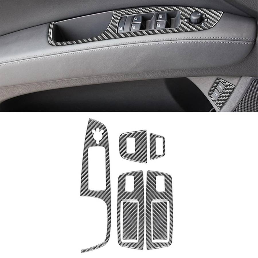 for 2007-2015 LHD Real Soft Carbon Fiber Car Window Switch Control Panel Cover Trim Interior Accesso