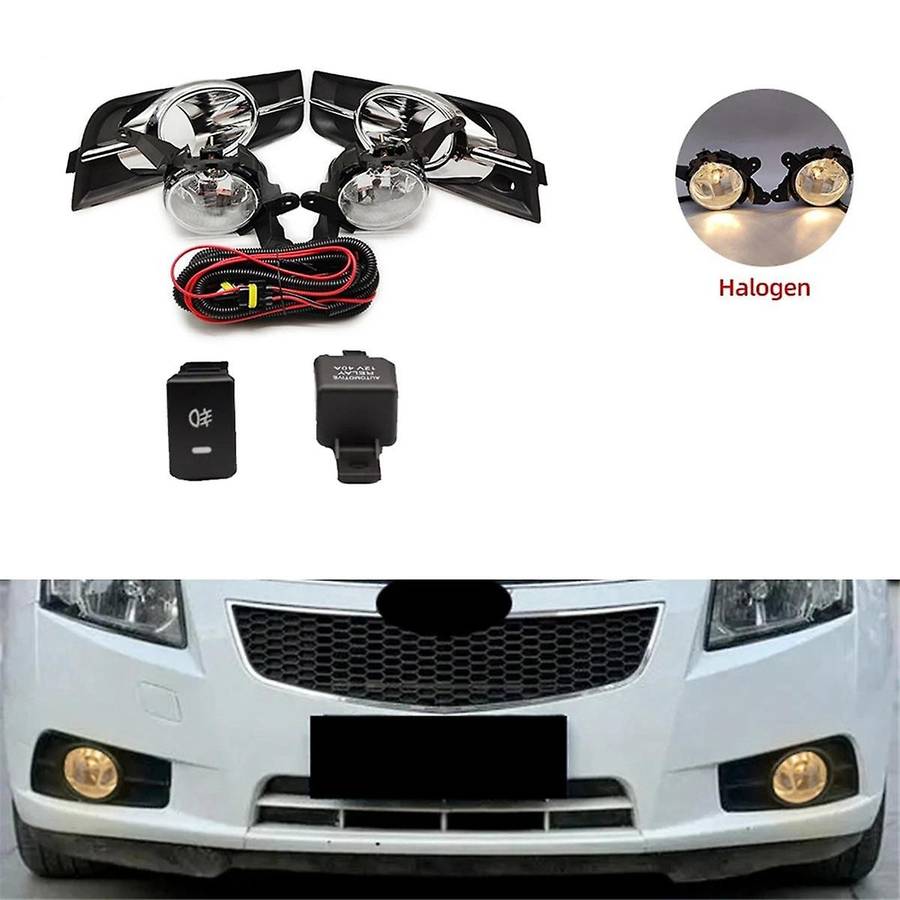 for 2009-2014 Front Bumper Fog Light with Chrome Fog Lamp Cover Grill Bezel Relay Switch Harness Kit