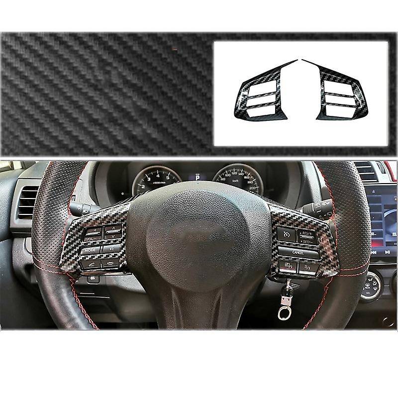 for 2013-2015 Car Carbon Fiber Grain Steering Wheel Button Frame Decoration Cover Trim Accessories