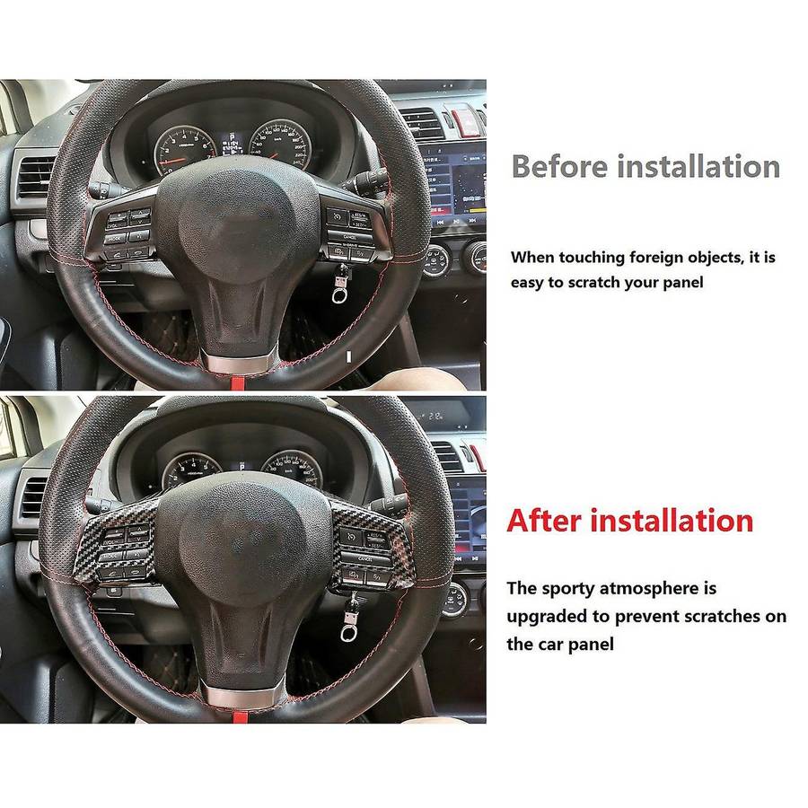 for 2013-2015 Car Carbon Fiber Grain Steering Wheel Button Frame Decoration Cover Trim Accessories