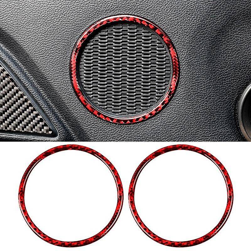 for 2015-2019 Carbon Fiber Sticker Rear Speaker Frame Ring Tweeters Bezel Trim Cover Red