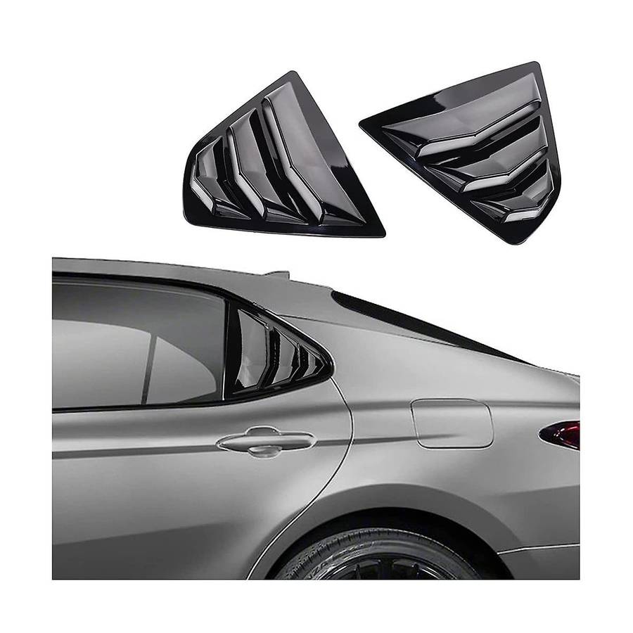 for 2018-2023 Accessories Rear Side Window Louvers Scoop Shades Cover Trim Blinds - Glossy Black