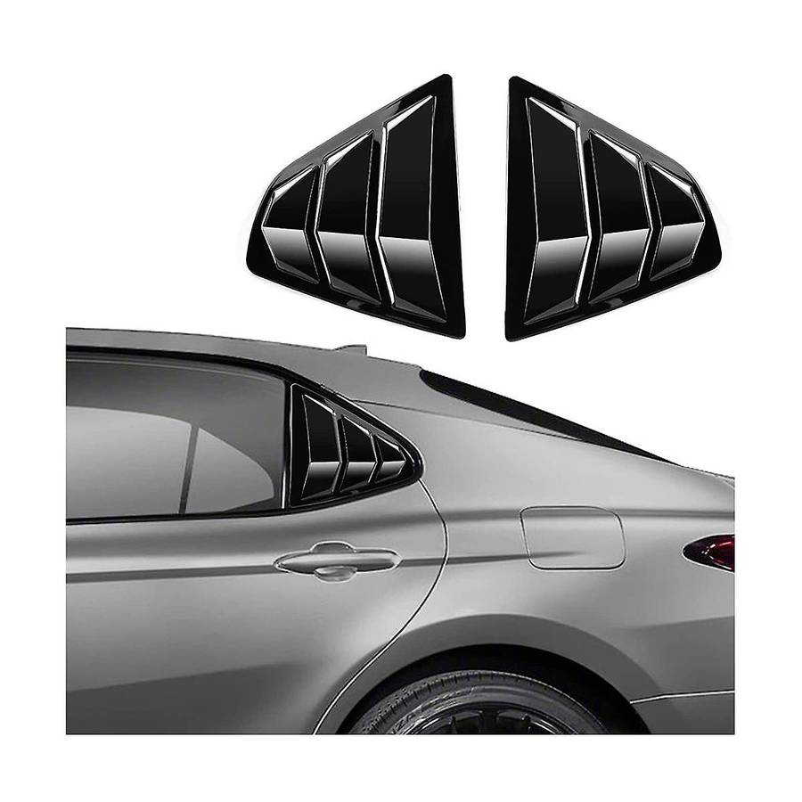 for 2018-2023 Accessories Rear Side Window Louvers Scoop Shades Cover Trim Blinds - Glossy Black