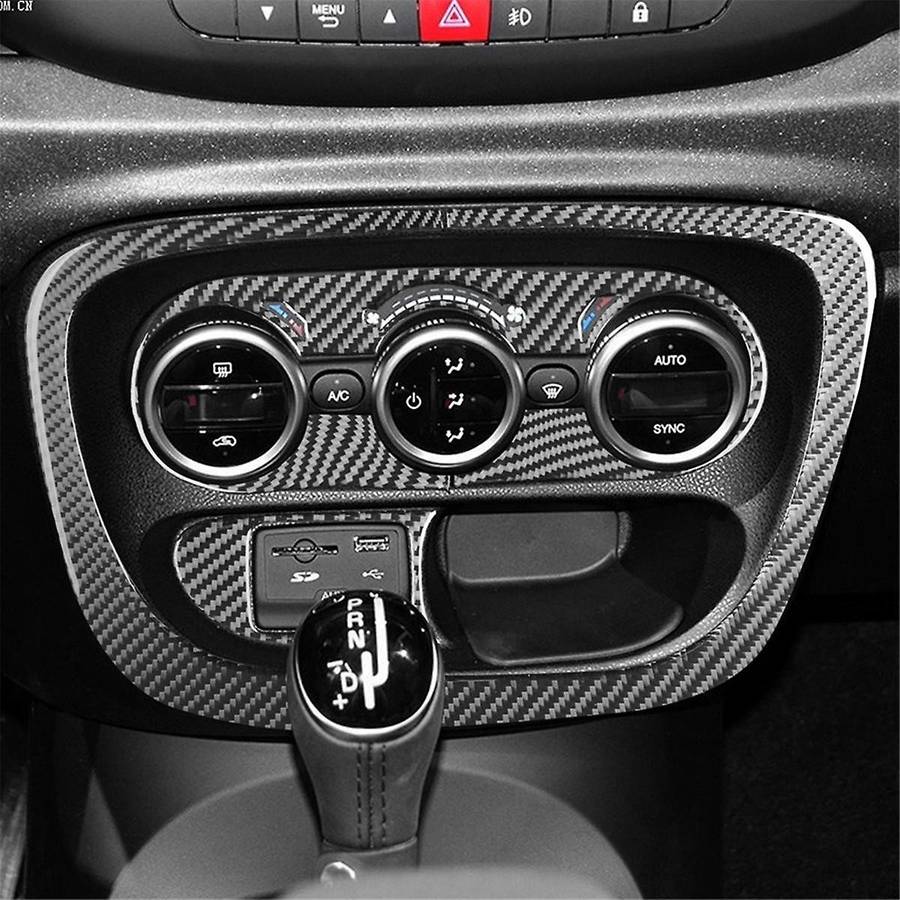 for 500l 2014-2017 Soft Carbon Fiber Car Console Ac Switch Cover Panel Trim Sticker Interior Access