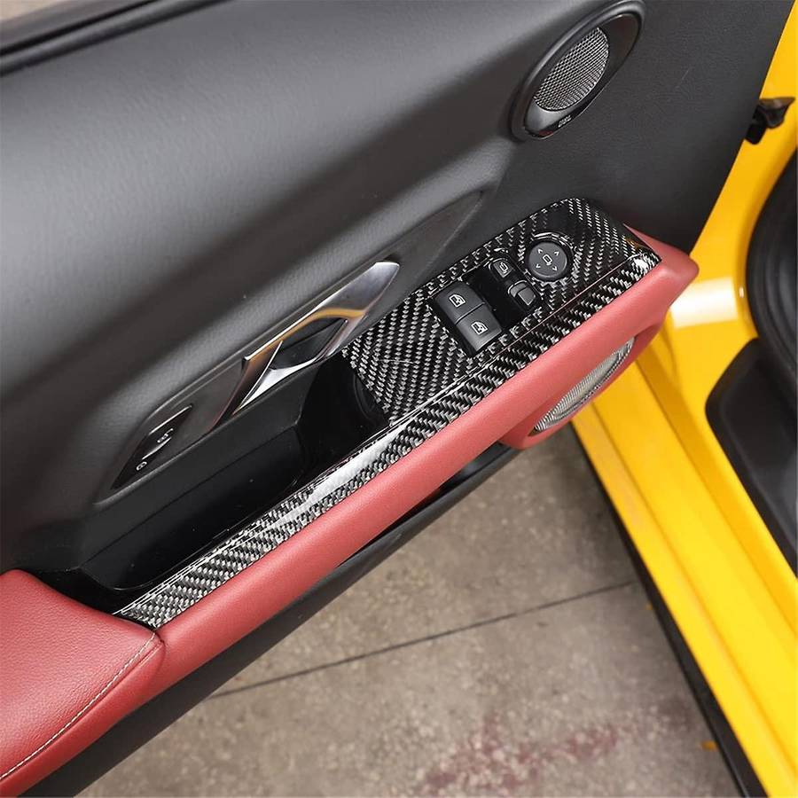 for A90 2019-2023 Soft Carbon Fiber Car Door Armrest Window Switch Panel Sticker Trim Accessories (L