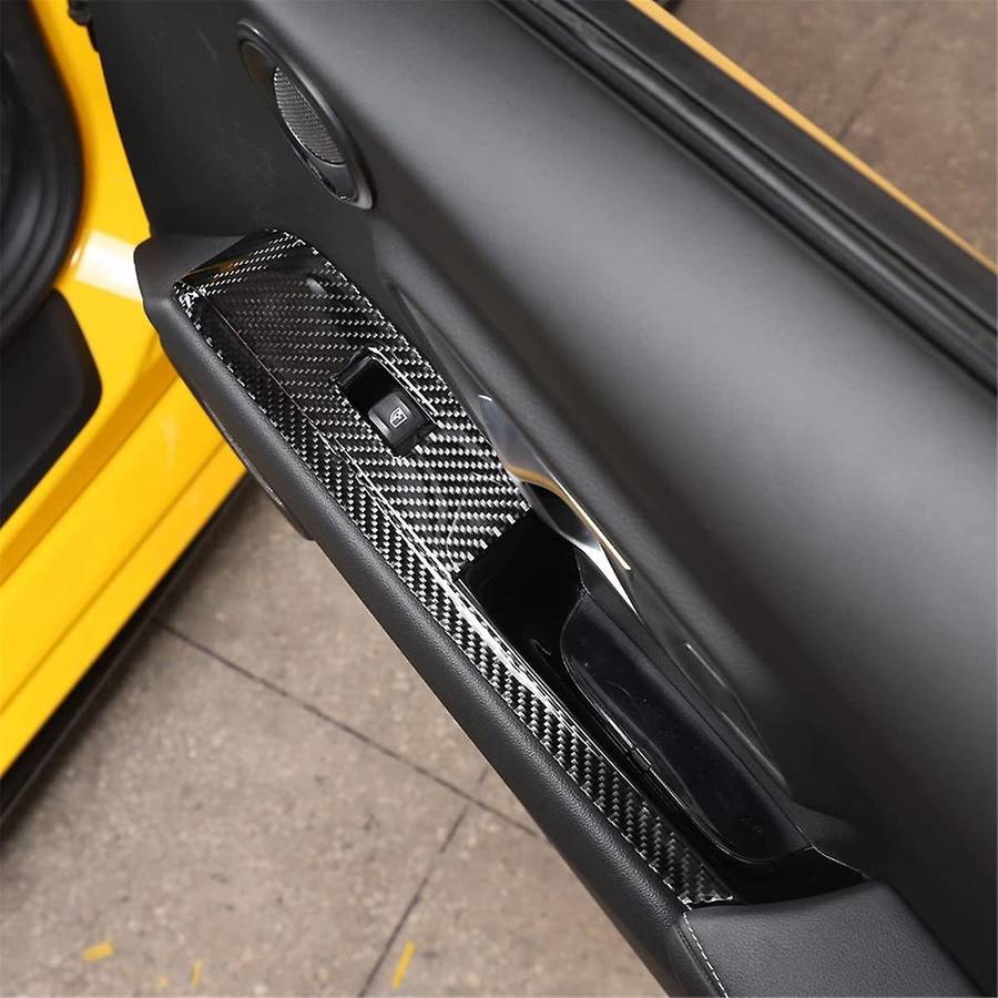 for A90 2019-2023 Soft Carbon Fiber Car Door Armrest Window Switch Panel Sticker Trim Accessories (L