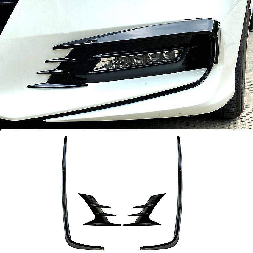 for Accord 10Th 2018-2020 Glossy Black Front Bumper Spoiler Spoilers Car Fog Lights Decorative Cover