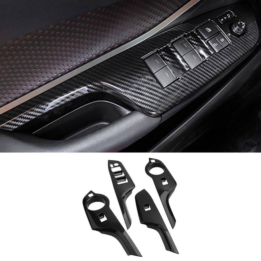 for C- 2016-2021 Window Switch Panel Cover Window Switch Panel Glass Lifting Control Carbon Fiber