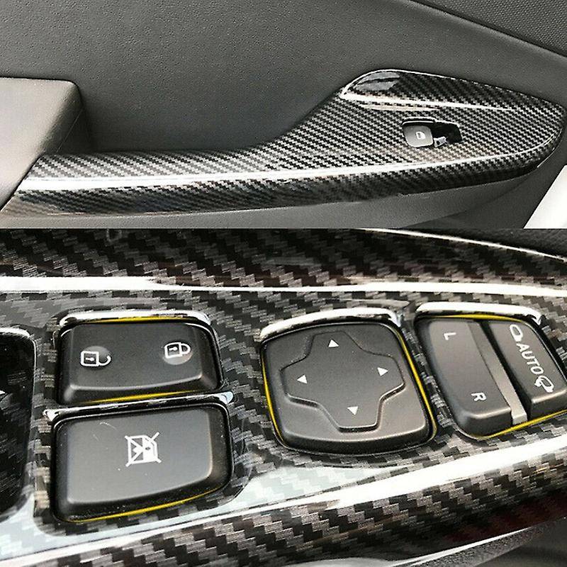 for Encino 2018-2021 Carbon Fiber Window Lift Switch Button Panel Cover Interior Door Armrest Trim