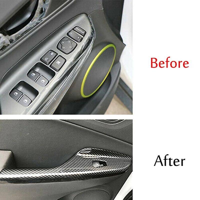 for Encino 2018-2021 Carbon Fiber Window Lift Switch Button Panel Cover Interior Door Armrest Trim
