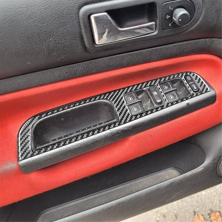 for Golf 4 MK4 1999-2004 LHD Soft Carbon Fiber Car Door Window Lift Switch Button Frame Cover Trim A