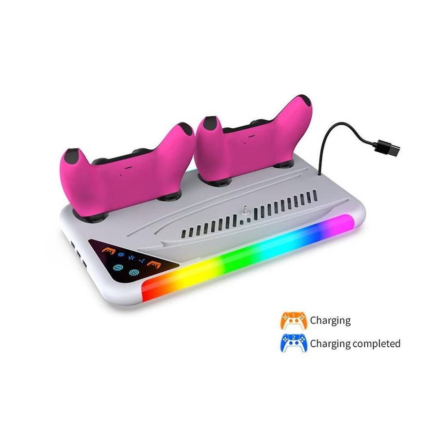 for P5 Cooling Station Slim with RGB Light Cooling Fan Dual Controllers Charger for 5 Game Accessori