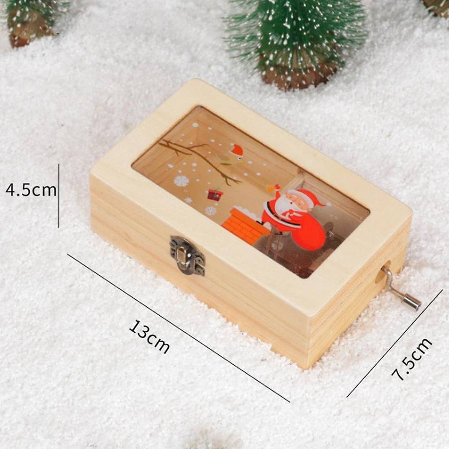 New Year Christmas Creative Wooden Hand-cranked Music Box