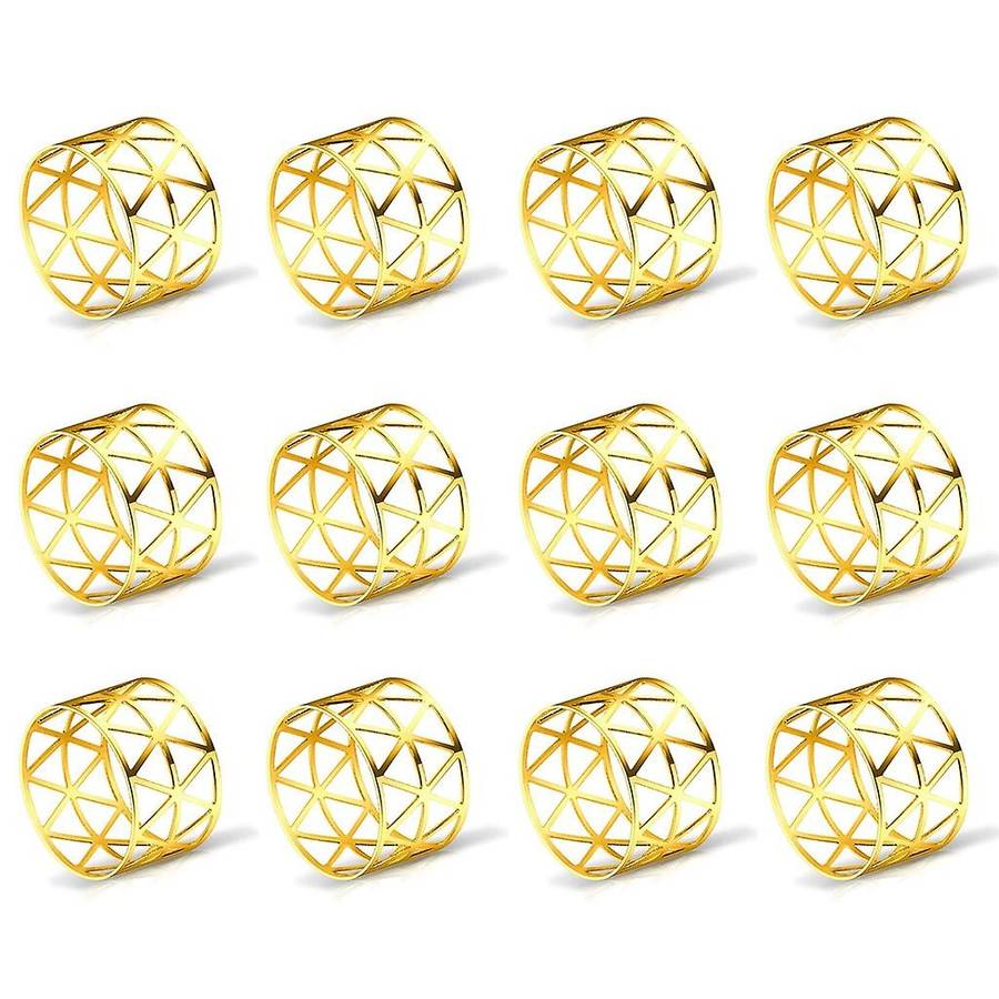 12pcs Of Round Mesh Napkin Ring Holder,table Set for Casual Or Formal