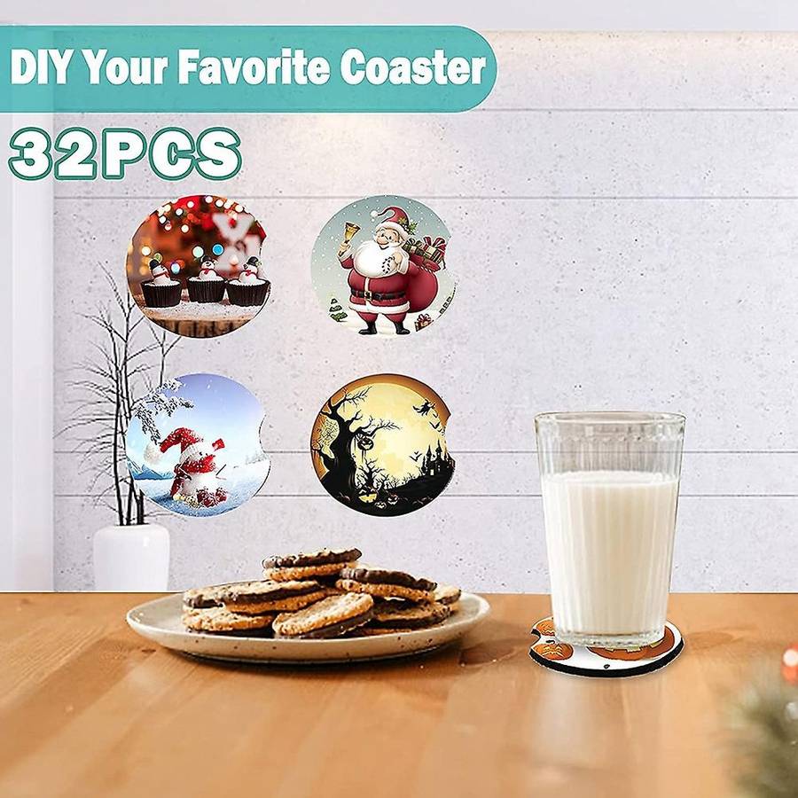 Sublimation Cup Coasters Blanks 32 Pack,2.75 Inch Cup Coaster