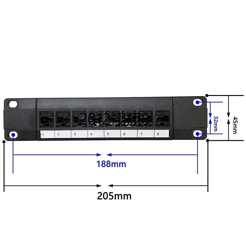 8 Port Straight-through Cat6 Patch Panel Rj45 Network Cable Adapter