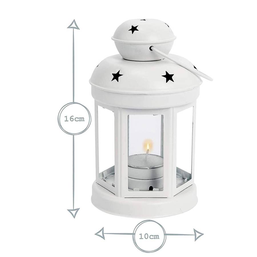 Vintage Metal Hanging Candle Lanterns ,tealight Holder -white