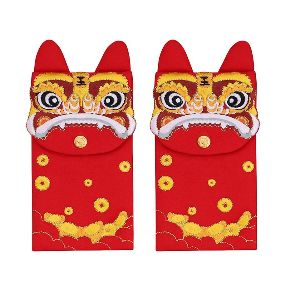 2pcs Chinese Silk Embroidery Red Envelopes, for Spring Festival,tiger