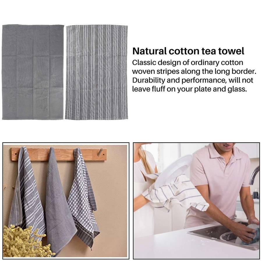 Towels,natural Cotton,18 X 25 Inch,3 Pack,white with Grey Stripe