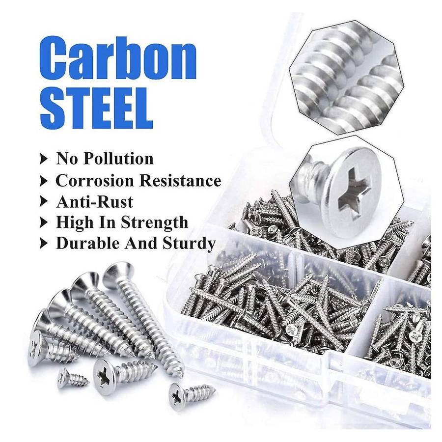 800pcs M2 Self-tapping Screws Assortment Set Cross-head Screws Silver
