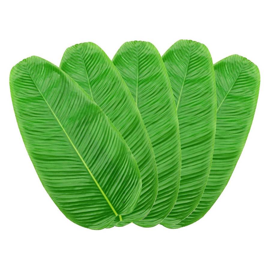 5pc Artificial Banana Leaves Faux for Hawaiian Luau Party Decor Table