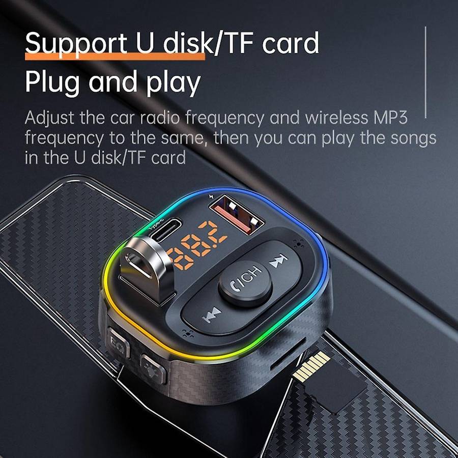 T86s Car Bluetooth Fm Transmitter Pd Type-c Qc3.0 4.8a Mp3 Player