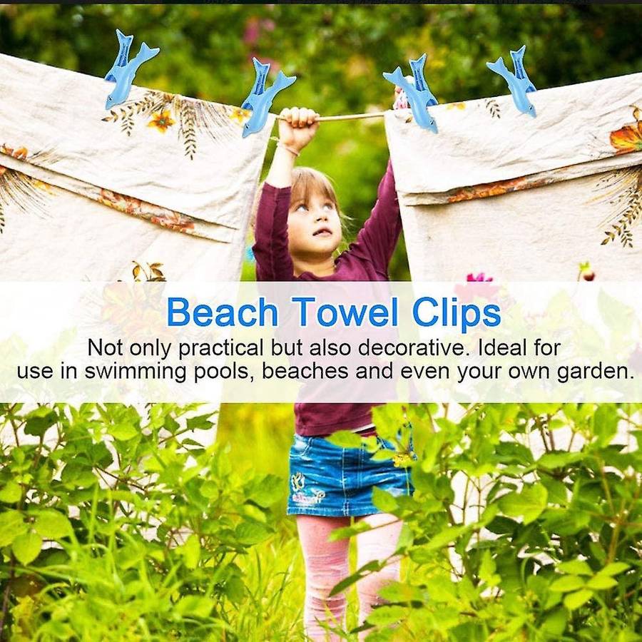Beach Towel Clips Plastic Sunbed Pegs Clothes Clips, Dolphin 4pcs