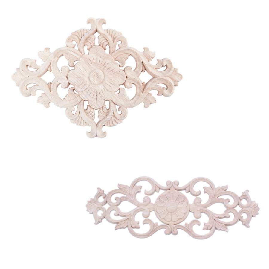 Rubber Wood Carved Applique Retro Furniture Crafts Decor(40 X 15cm)