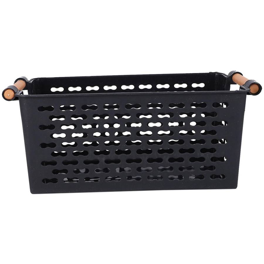 Plastic Desktop Rectangular Bathroom Storage Box Bath Basket Black
