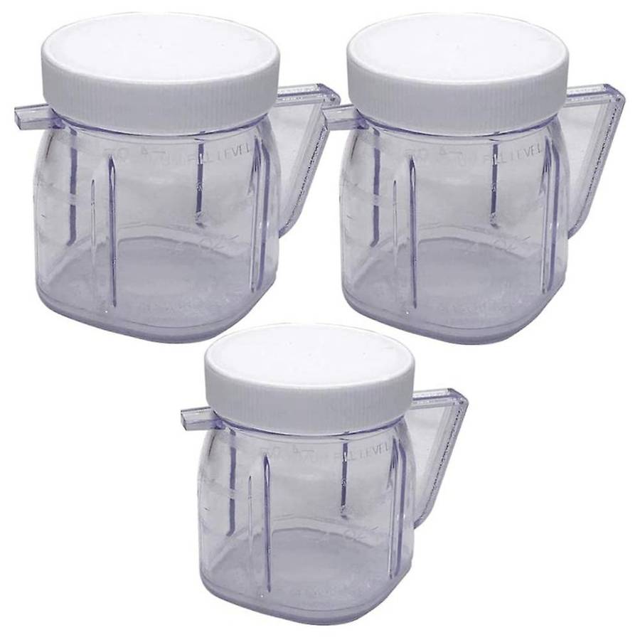 For Oster Blender Parts, Cup Mini Plastic Jars with Lids (3 Pack)