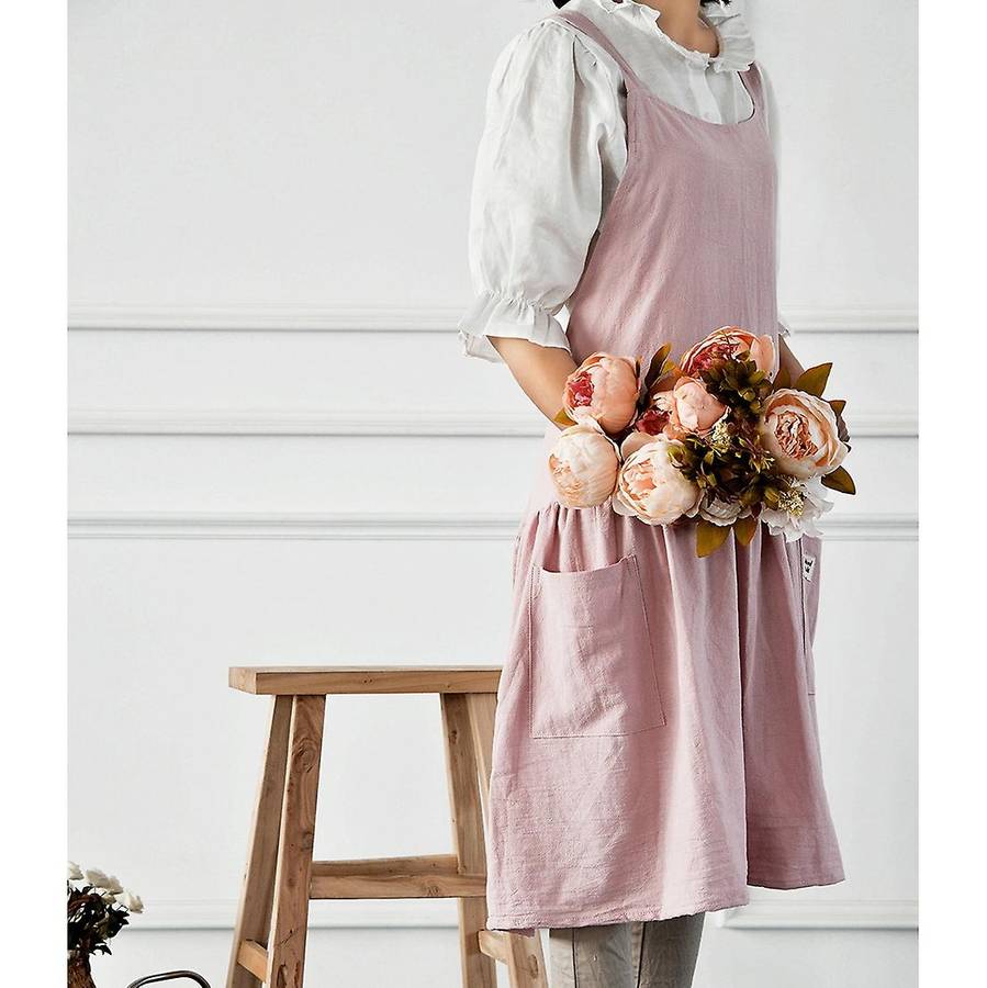 1 Piece Kitchen Apron Cooking Waist Women's Work Cover Pink