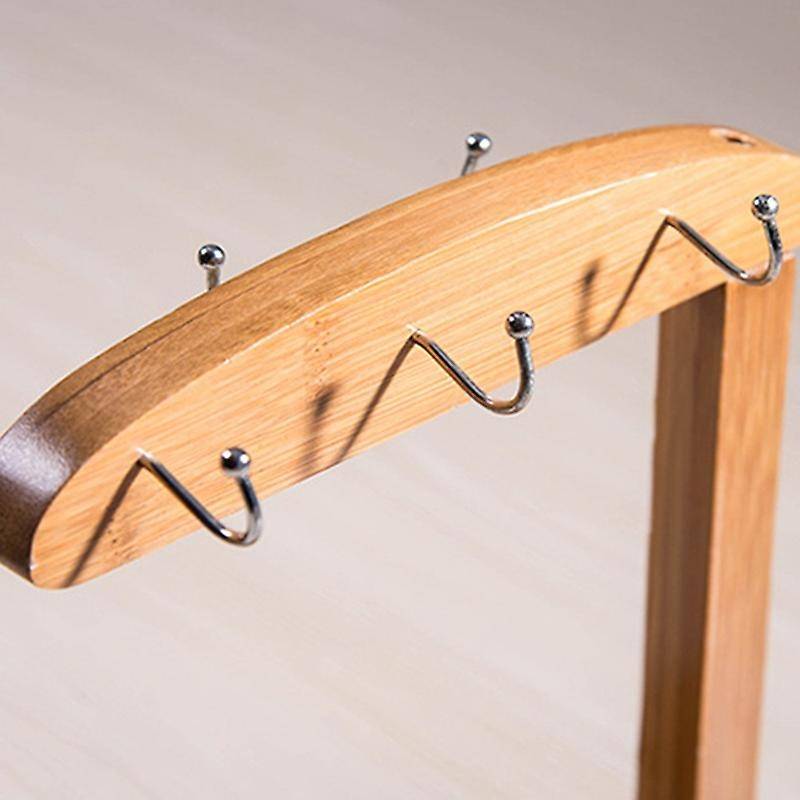 Bamboo Coffee Cup Holder Mug Rack Holds 6 Mugs for Coffee Mugs Saucer