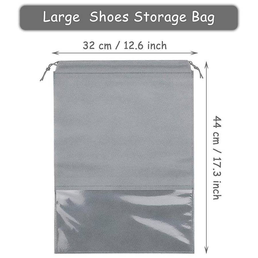 15 Pcs Travel Shoe Bag, Portable Drawstring Shoes Storage Bags Gray