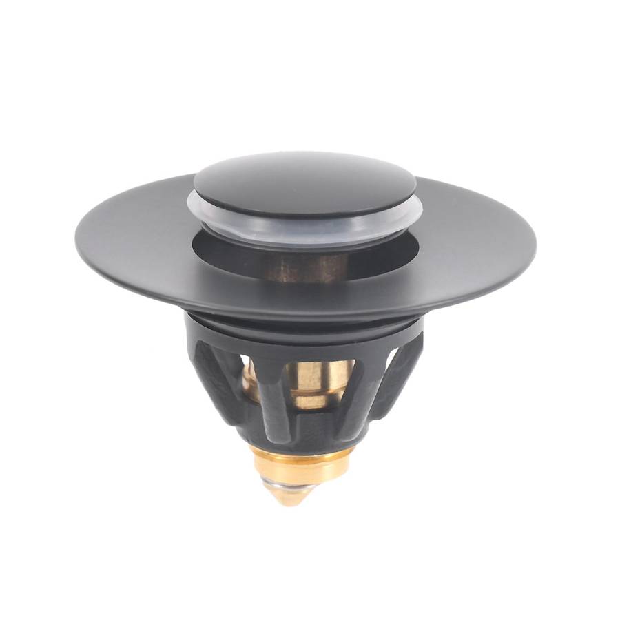 Drain Fitting Washbasin, Universal Pop-up Valve Plug, Sink (black)