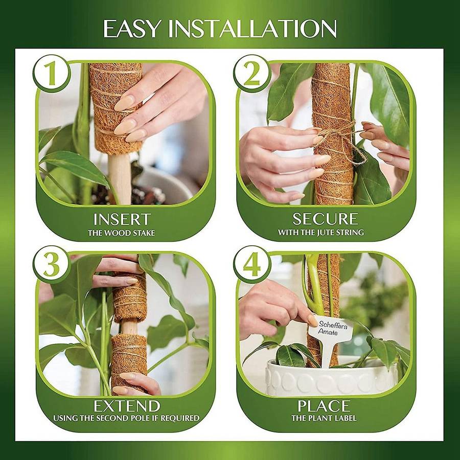 2 Pack Moss Poles for Indoor Plant Support,potted Plants Grow Upwards