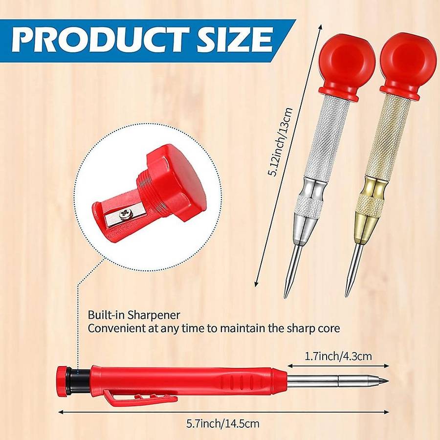 Carpenter Scriber Kit 2 Pcs with Built-in Sharpener for Construction