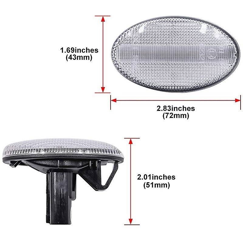 2pcs Amber Led Side Marker Lamp for Subaru Impreza Wrx Transparent