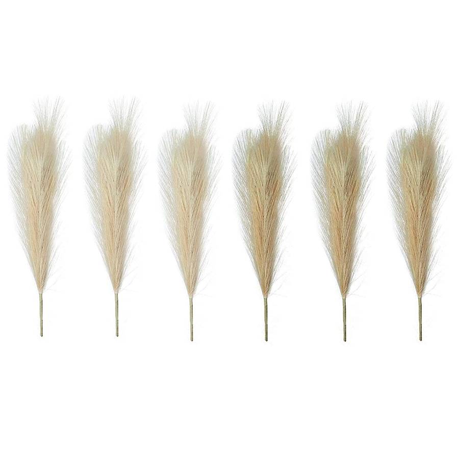 Faux Pampas Grass, Set Of 6 Stems 17inch Short Fake Flowers, Small