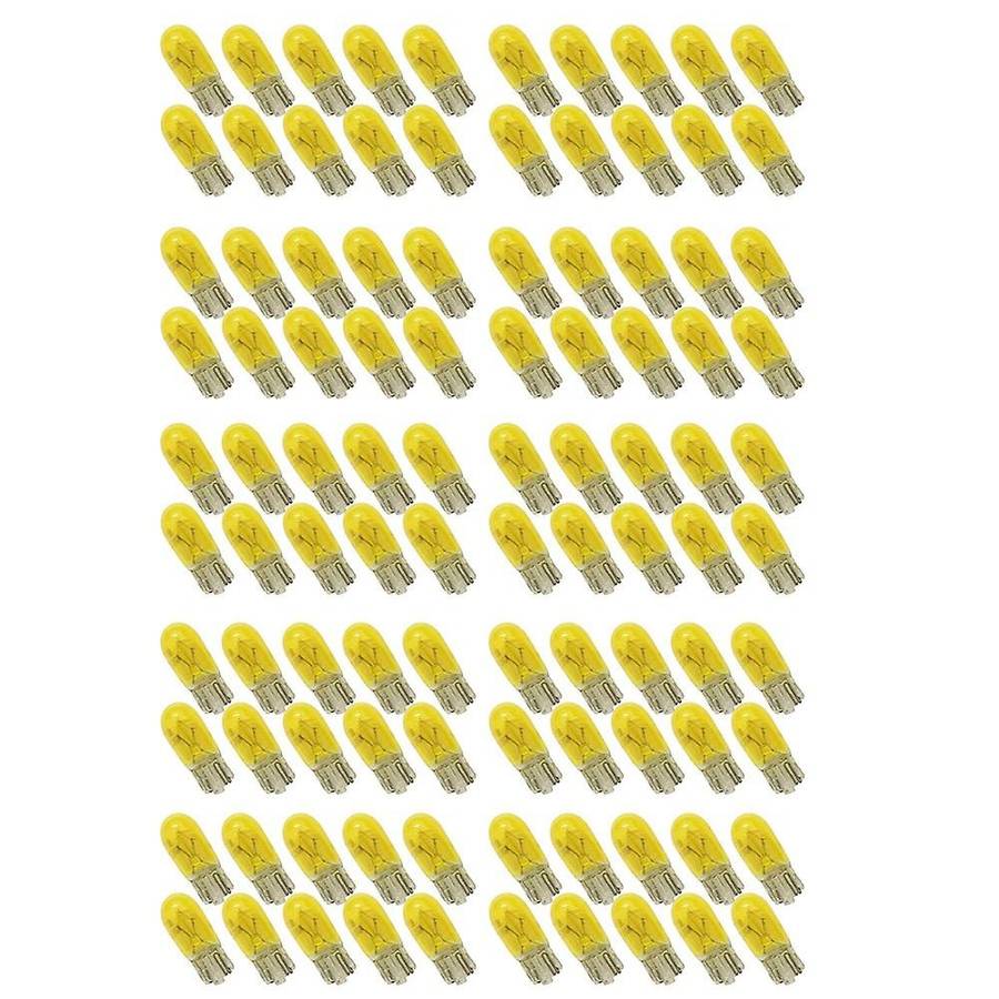 100pcs Dc 12v T10 W5w 194 501 5w Car Halogen Bulb Yellow