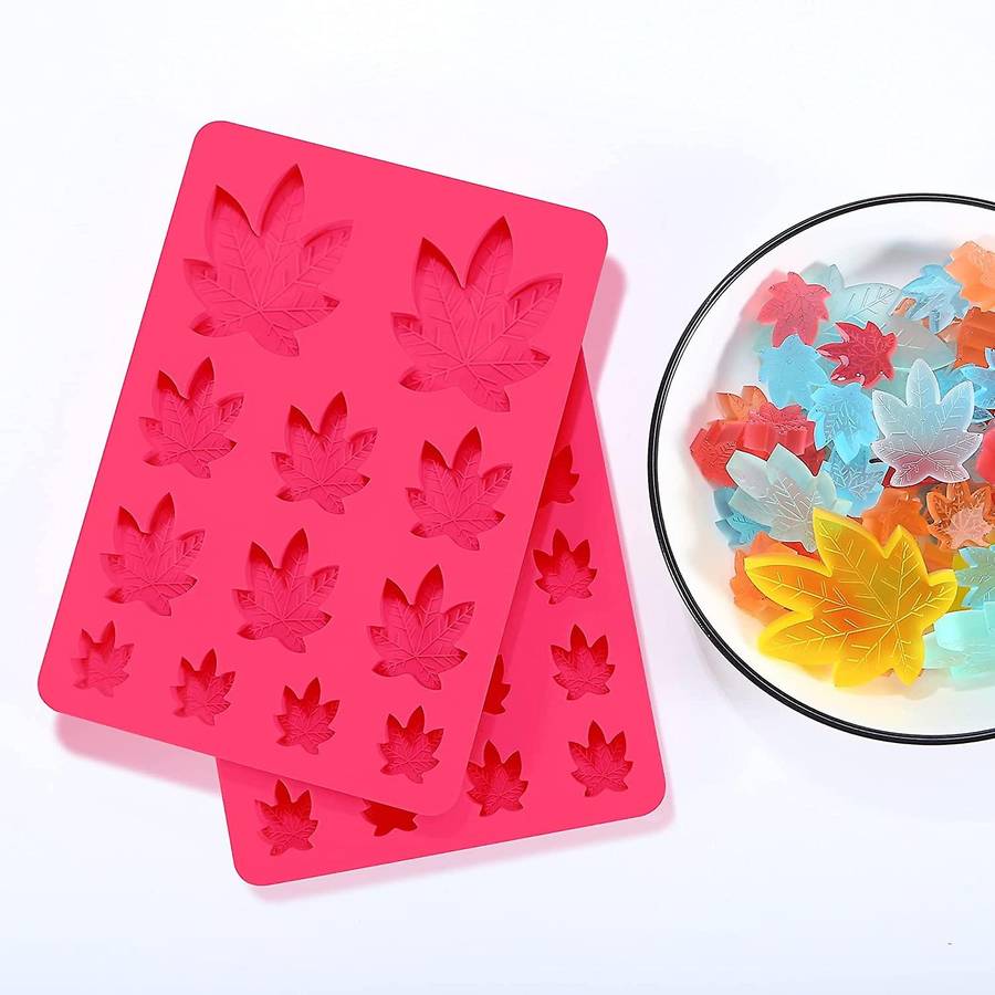 2 Pack Gummy Leaf Silicone Candy Mold, Chocolate Gummy Molds -red
