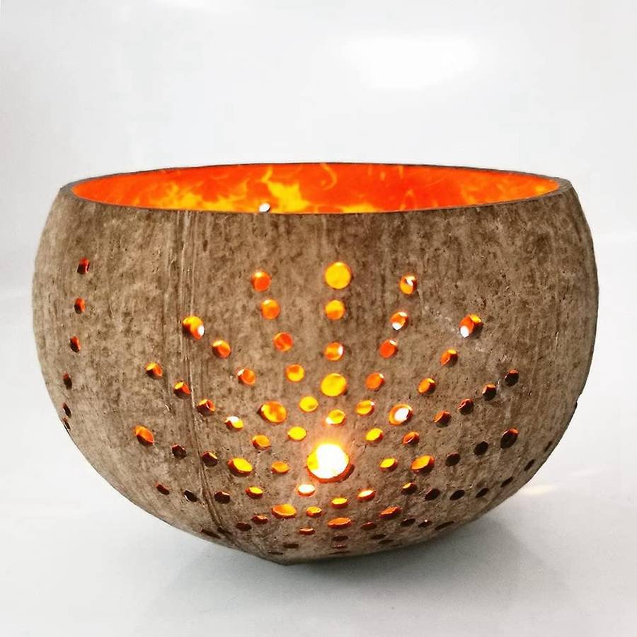 Coconut Shell Candle Holder for Tealight Small Pillar Rustic Candle