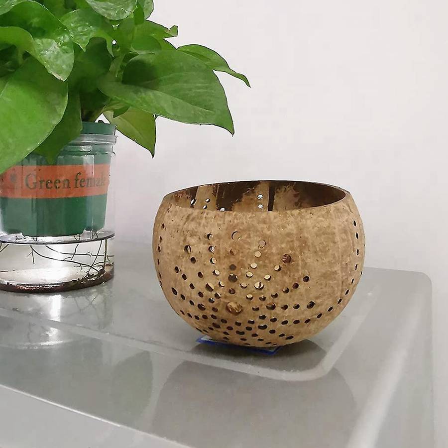 Coconut Shell Candle Holder for Tealight Small Pillar Rustic Candle
