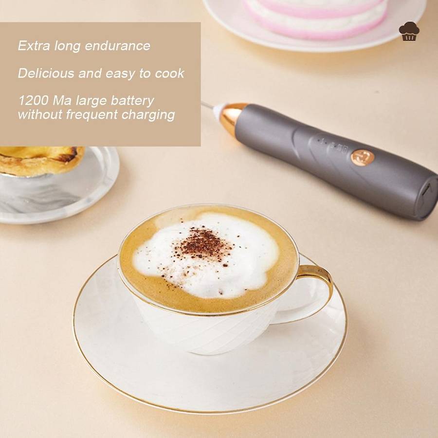 High Egg Speed Electric Milk Frother Foam Maker Mixer Grey